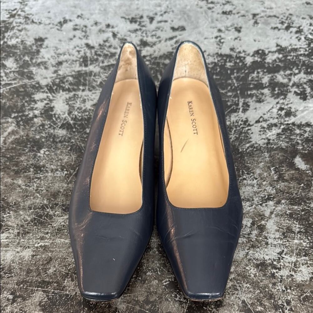 Karen Scott Navy Leather Kitten Heels Size 7.5